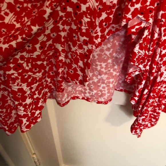 CODE X MODE Red Floral Ruffled Midi Skirt Size L - Picture 7 of 9